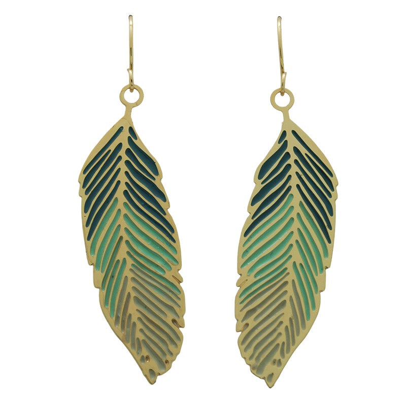 Live Beautifully Earrings - Ocean Feather