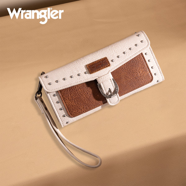 Wrangler Western Trifold Wallet/Wristlet with Detachable Credit Card Holder- Multiple Colors