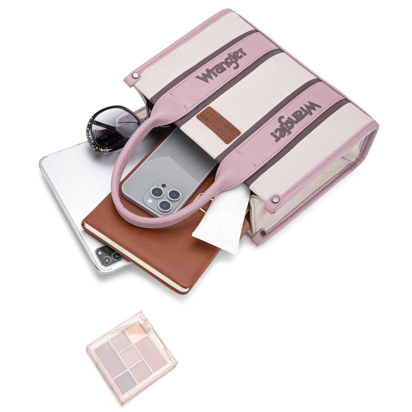 Wrangler Colour Block Crossbody Tote- Dark Pink