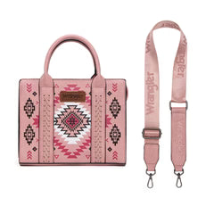 Wrangler Aztec Pattern Print Tote Crossbody- Pink