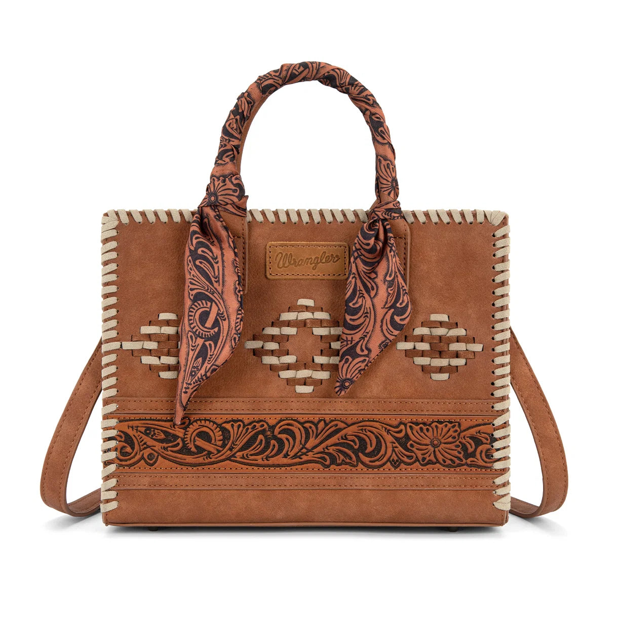 Wrangler Whipstitch Aztec Crossbody with Scarf Handle- Multiple Colours