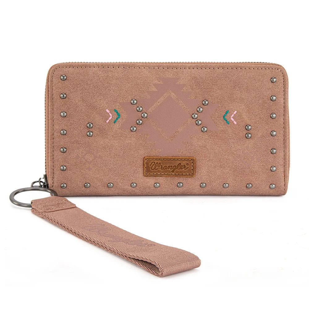 Wrangler Aztec Studded Zip Around Wallet-Multiple Colours