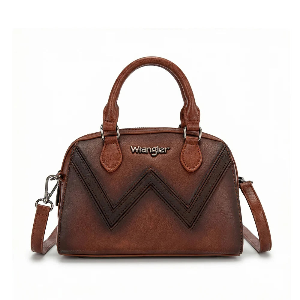 Wrangler Chevron Stitch Dome Satchel Crossbody Bag- Multiple Colours