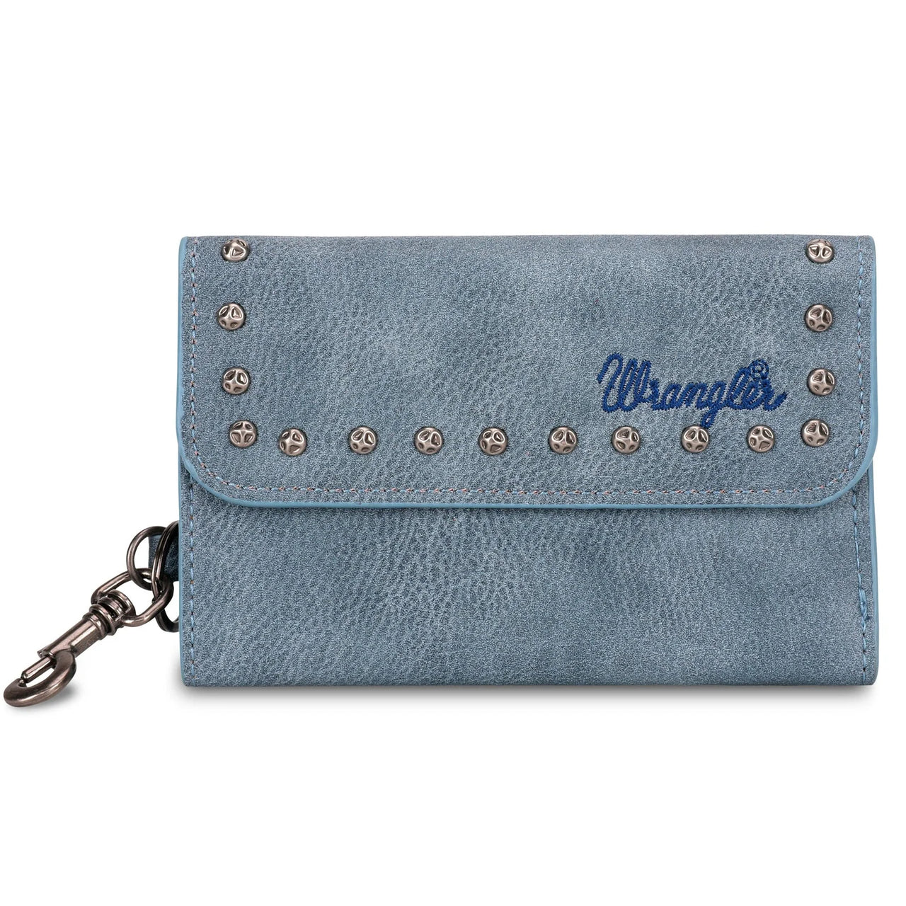 Wrangler Women's Studded Accents Tri-Fold Keychain Wallet - Jean