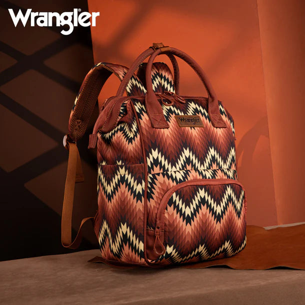 Wrangler Aztec Printed Back Pack- Brown