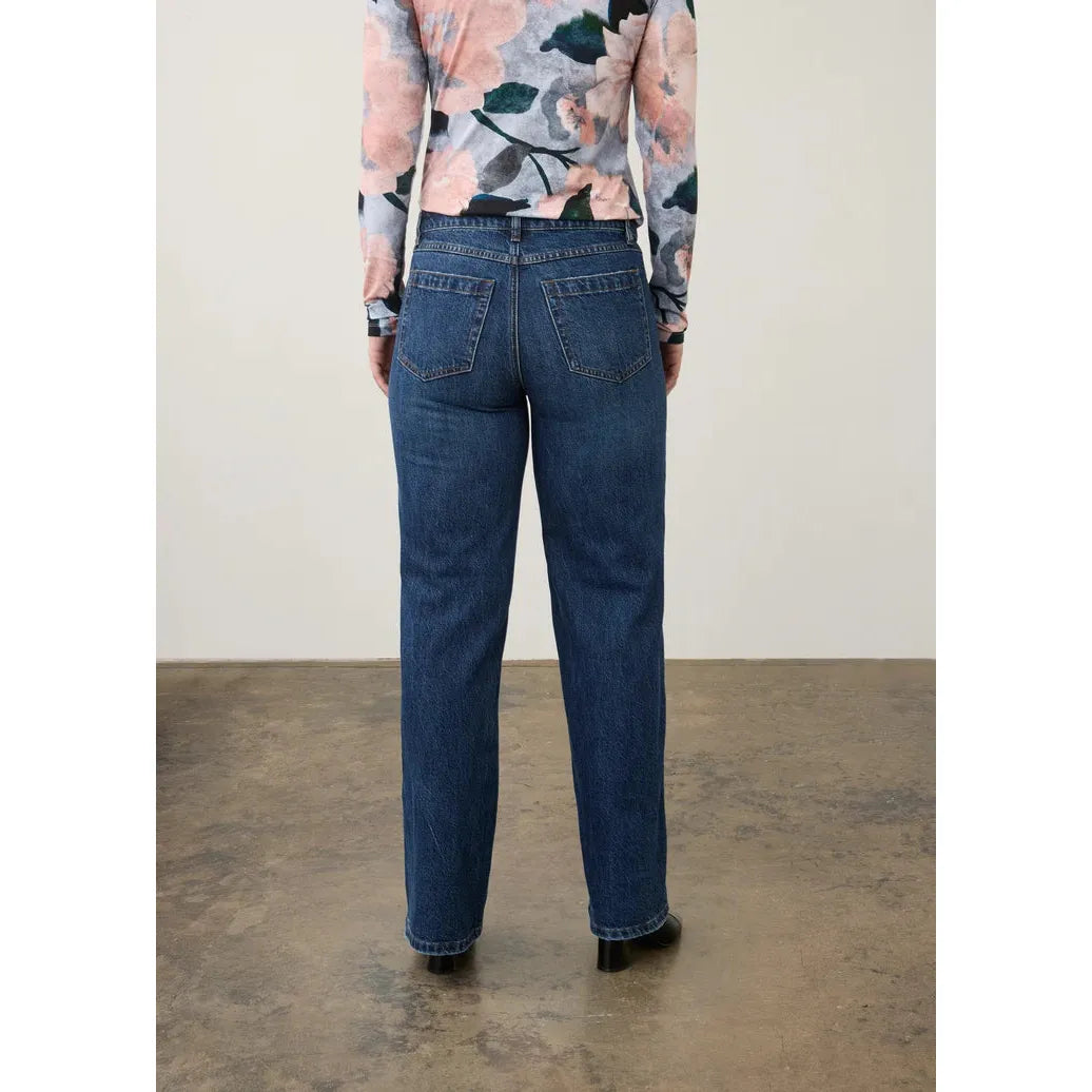 FDJ Mid Rise Wide Leg Denim Jeans - Dark Wash