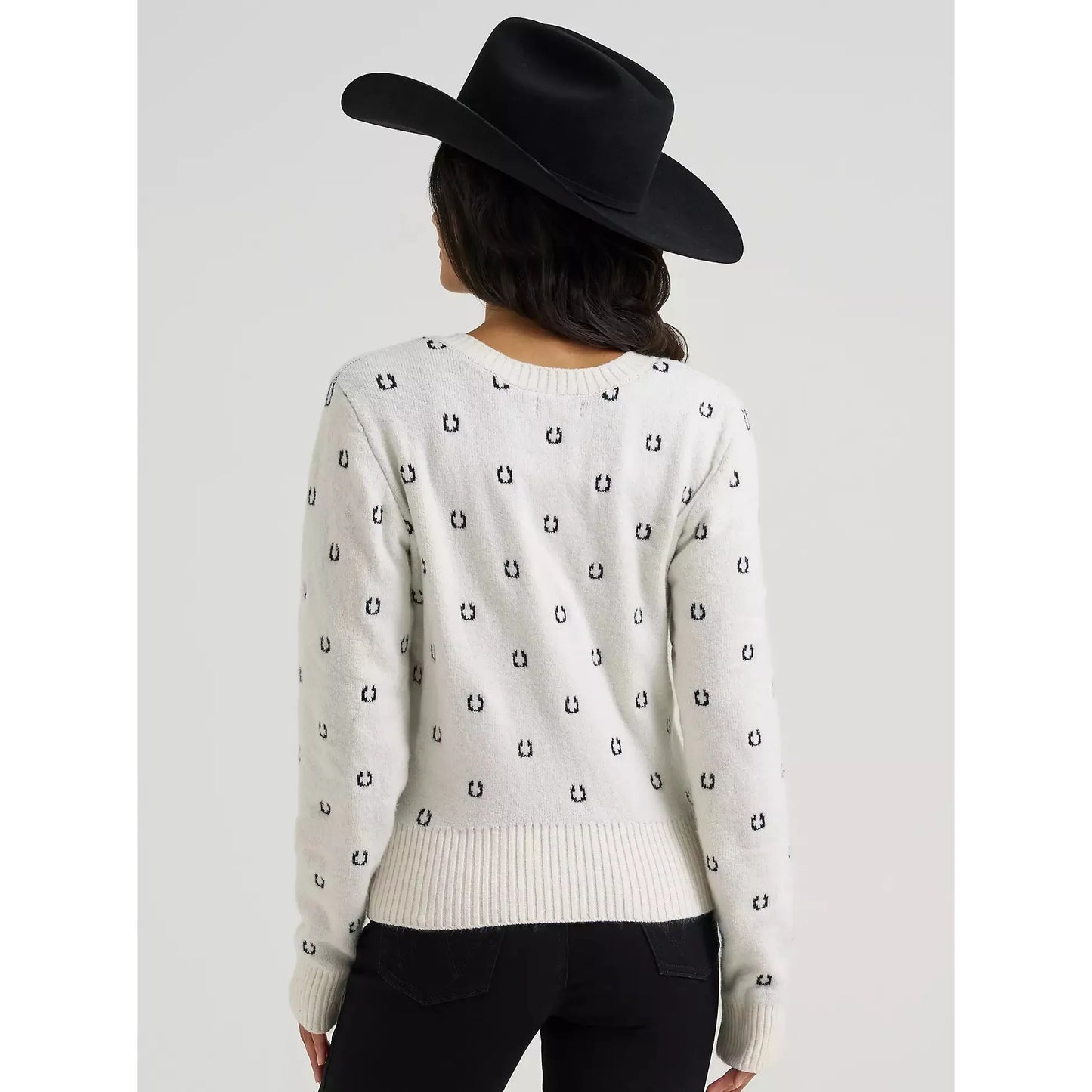 Wrangler Women's Western Fitted Cardigan LS Sweater - White