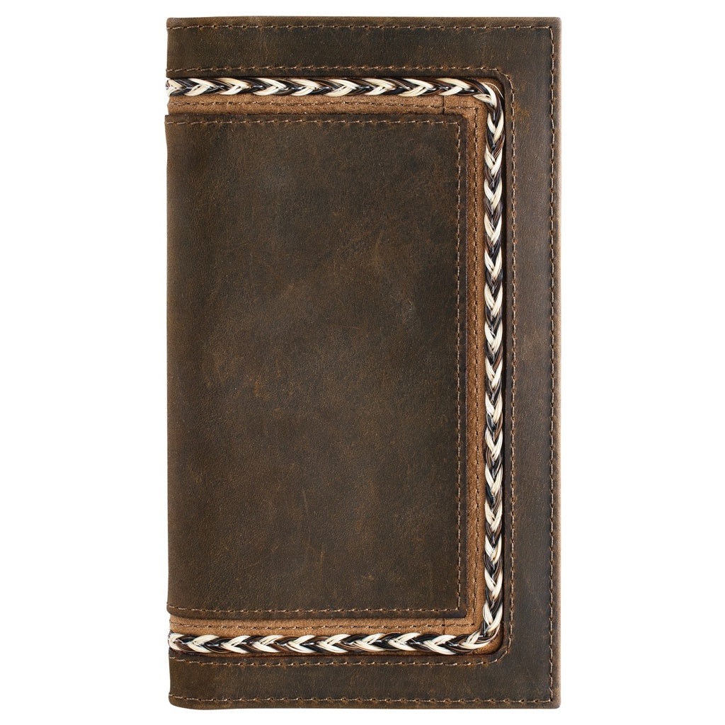 Justin Men's Horse Hair Braid Leather Rodeo Wallet - Brown
