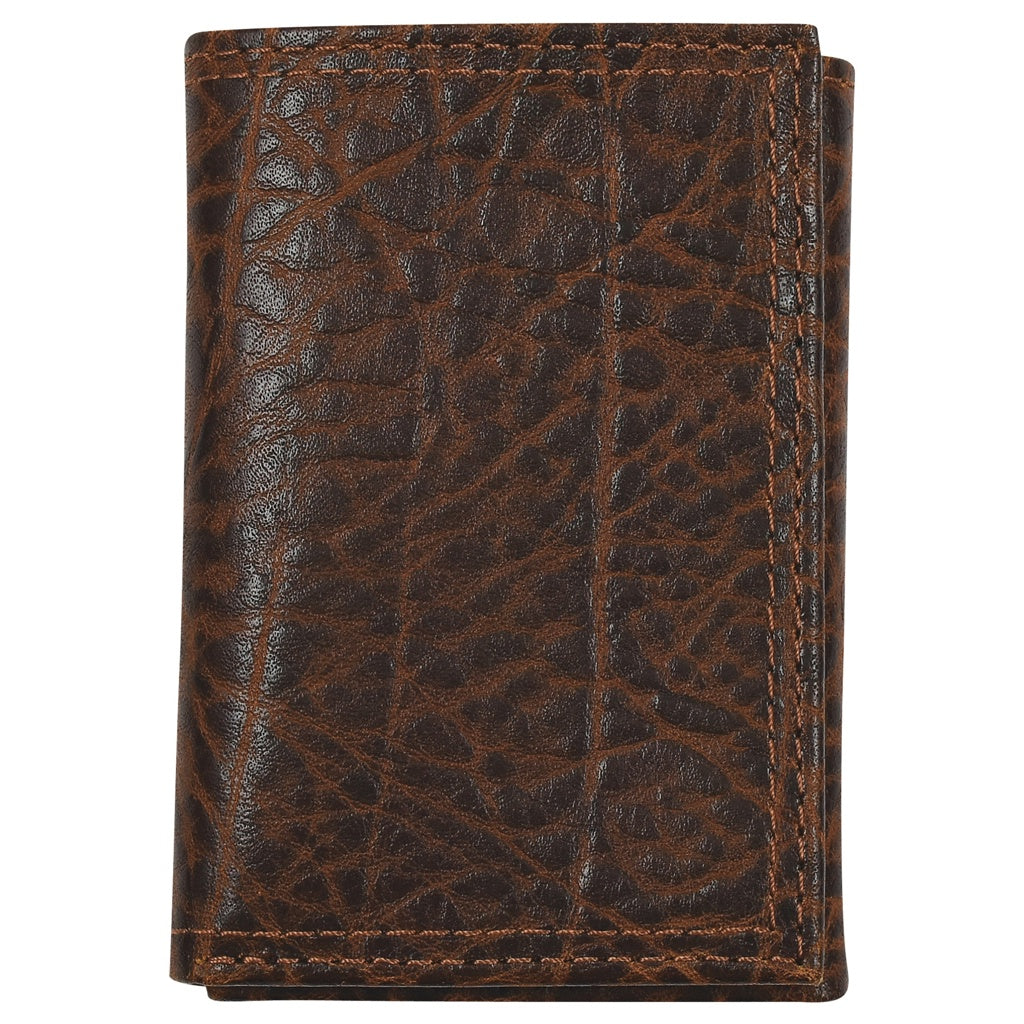 Justin Men's Trifold Textured Leather Wallet - Brown