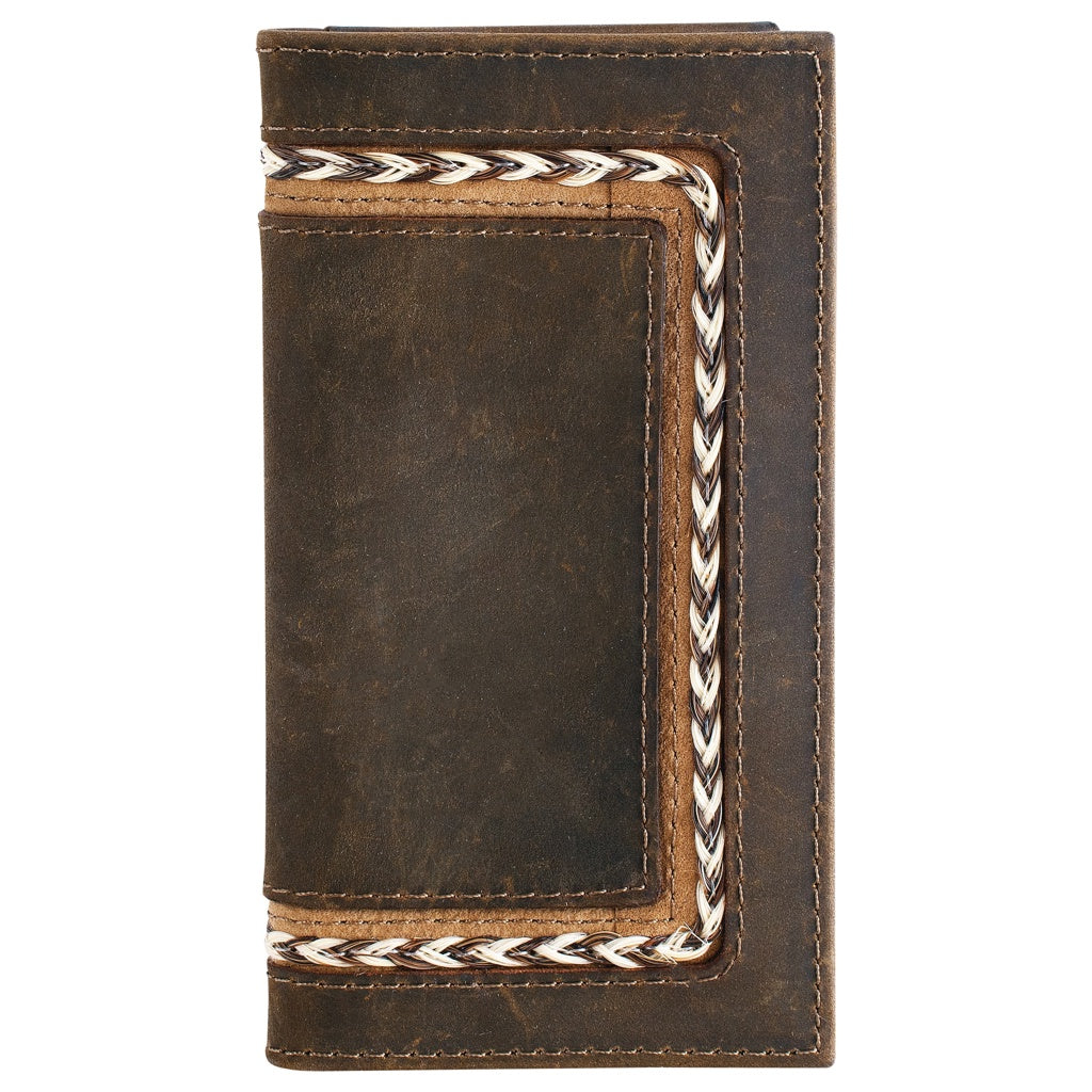 Justin Men's Horse Hair Braid Leather Junior Rodeo Wallet - Brown