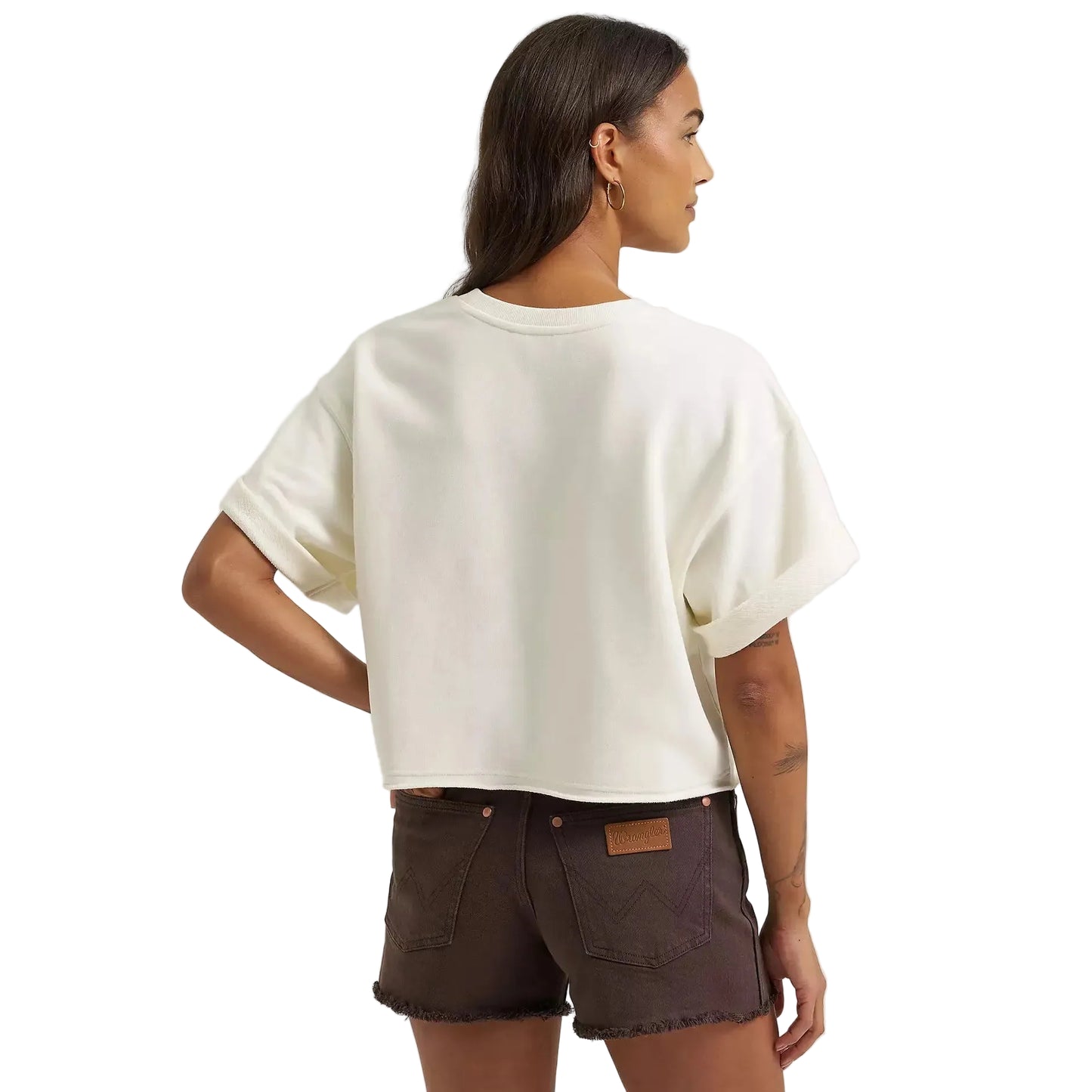 Wrangler® Women's Short Sleeve Crew Sweatshirt - Cream
