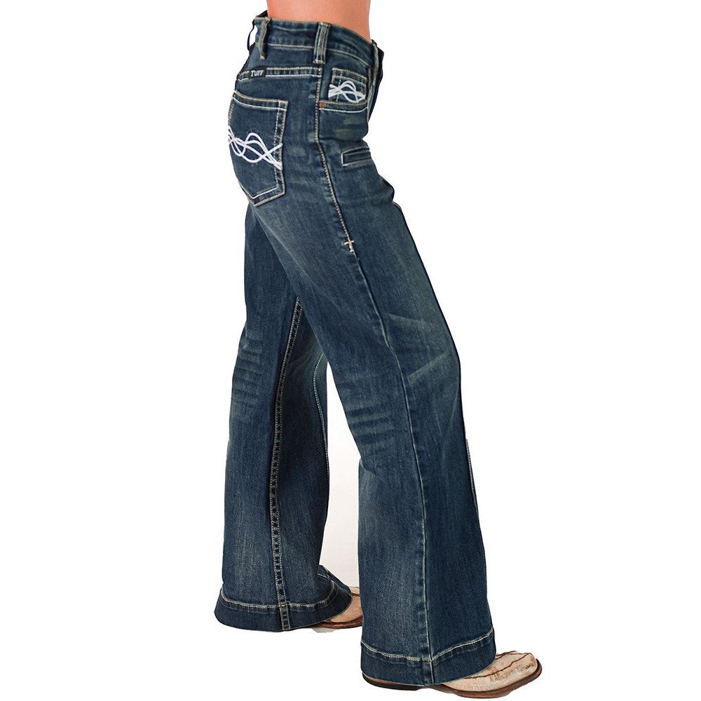 Cowgirl Tuff Women's DFMI Wide Leg Trouser Jeans- Medium Wash