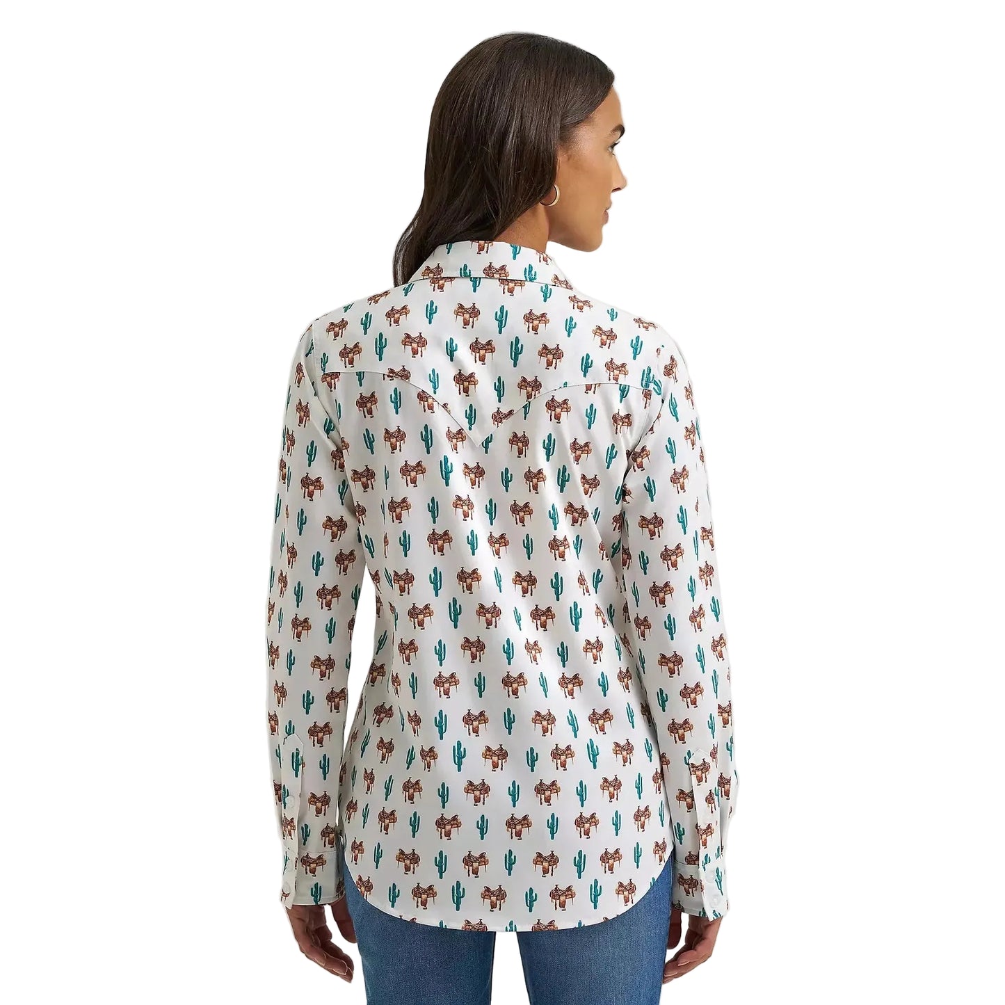 Wrangler® Women's Aria Performance Long Sleeve Shirt - Cream Saddle