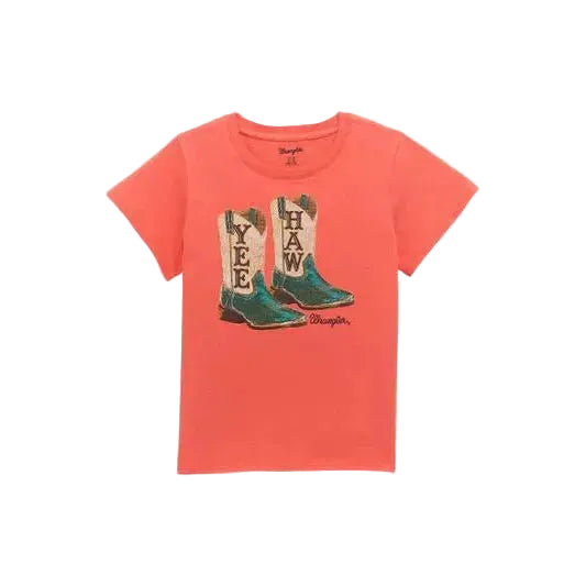 Wrangler Girl's Short Sleeve Tee Shirt- Pink