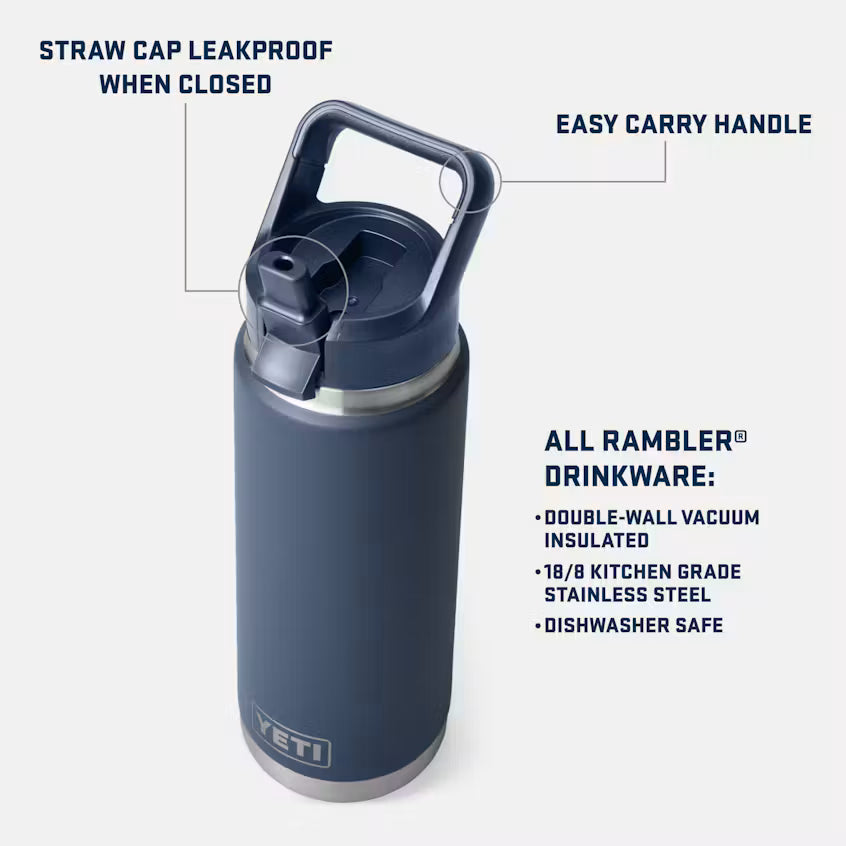 Yeti Rambler® 769mL Water Bottle w/Colour-Matched Straw Cap - Grasshopper