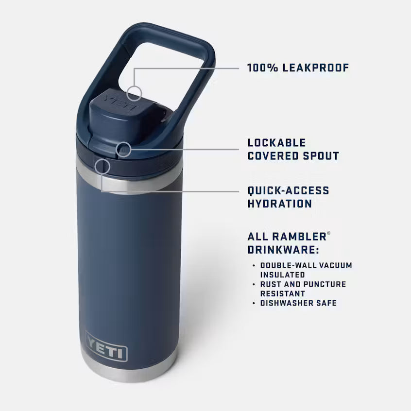 Yeti Rambler 532mL Water Bottle w/Flip Chug Cap - Rescue Red