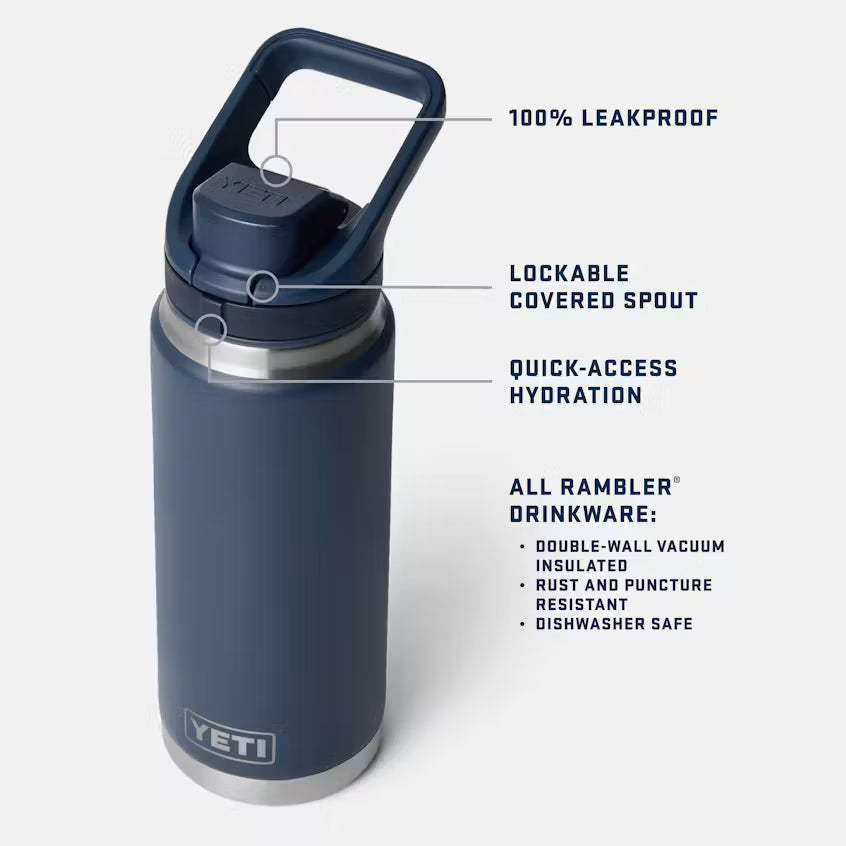 Yeti Rambler 769mL Water Bottle w/Flip Chug Cap - Rescue Red