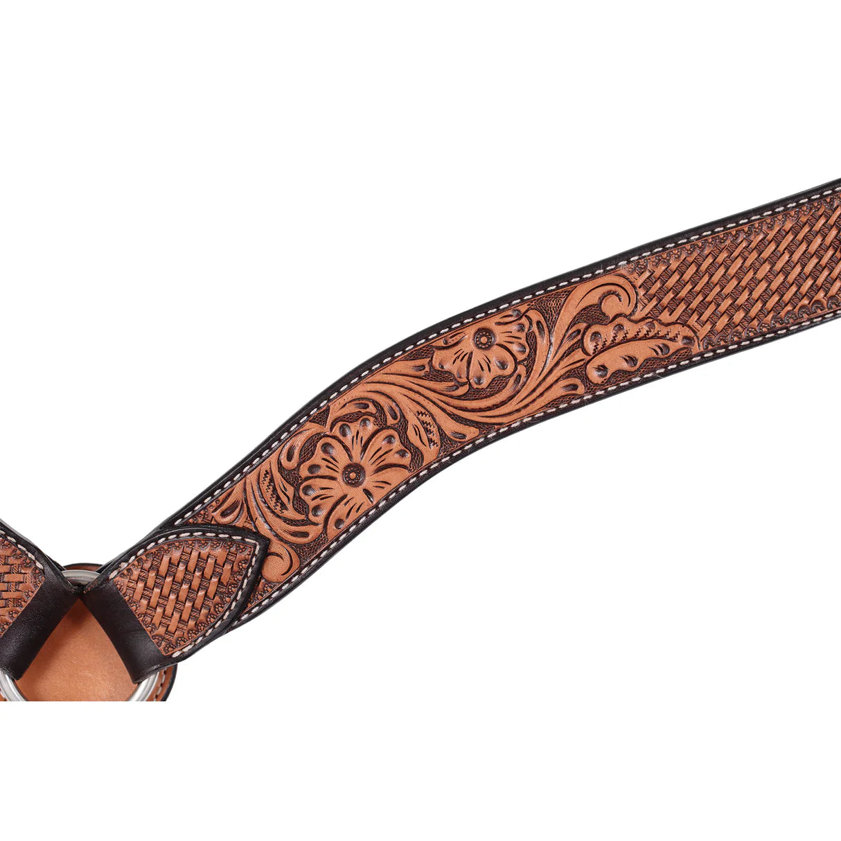 Weaver Turquoise Cross Tooled Floral/BW Contoured Breastcollar