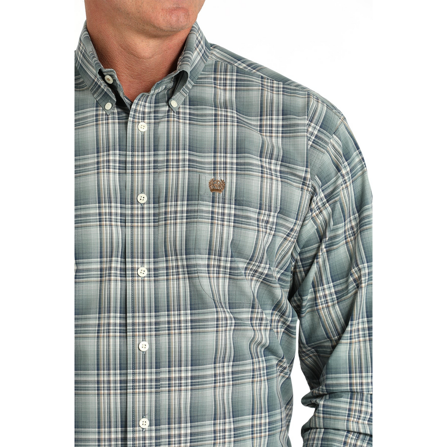 Cinch Men's Long Sleeve Plaid Button Down Western Shirt - Green
