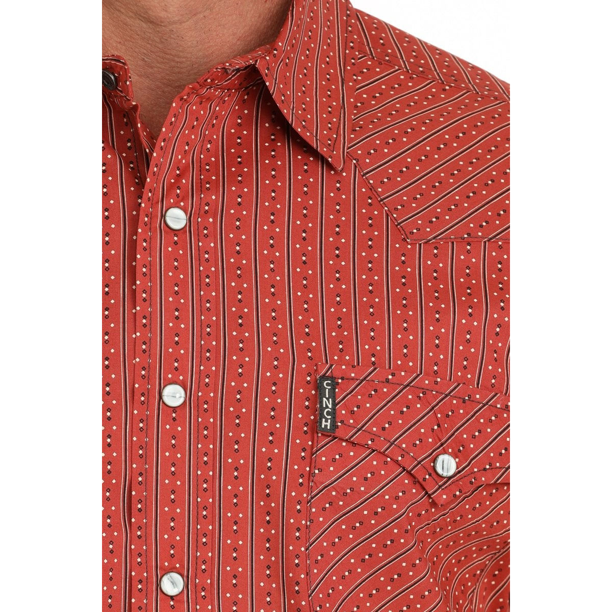 Cinch Men's Long Sleeve Modern Fit Print Shirt- Red