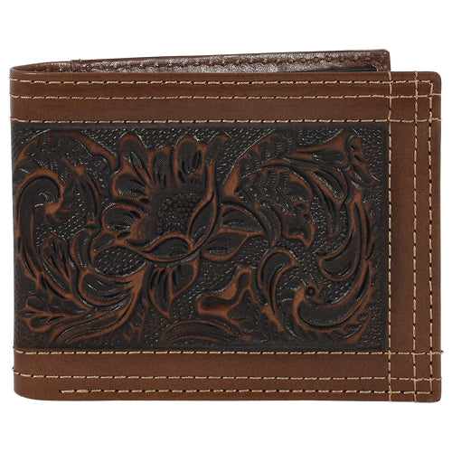 Justin Men's Leather Large Bifold Tooled and Triple Stitched Wallet - Irvine Tack & Western Wear
