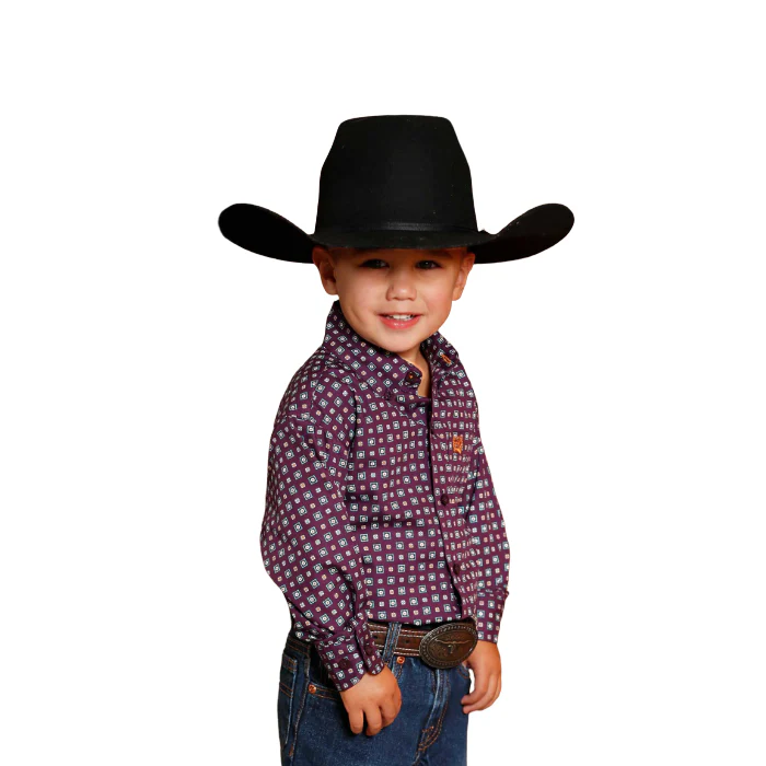 Cinch Boy's Long Sleeve Print Shirt - Purple