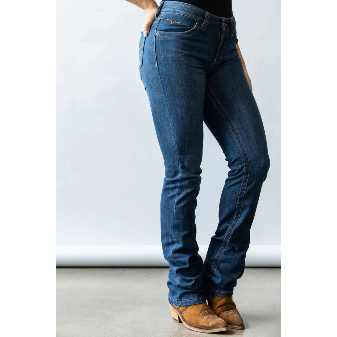 Kimes Women's Betty17 Mid Rise Bootcut Jeans - Blue