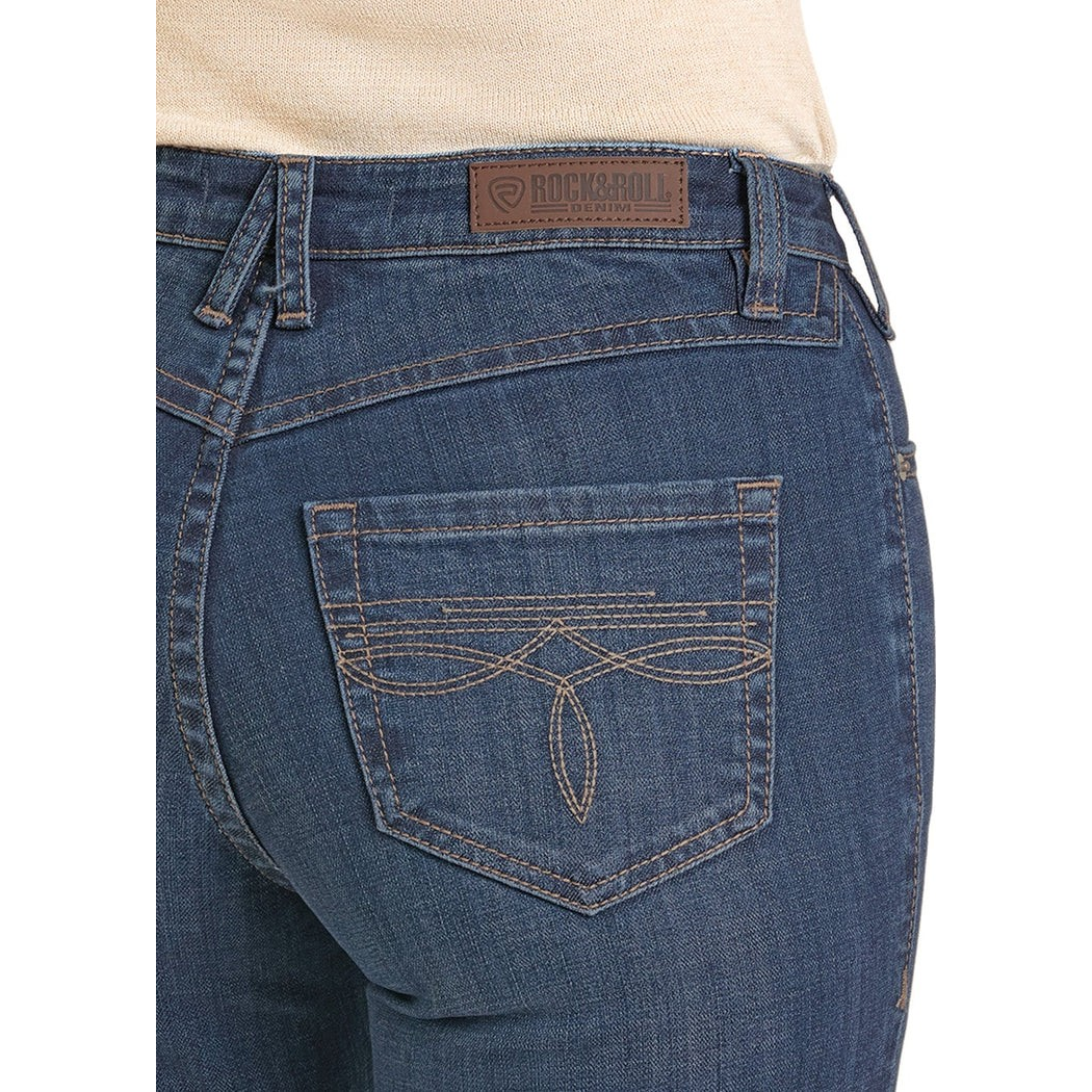 Rock & Roll Women's Boot Stitch High Rise Trouser Jean - Dark Wash