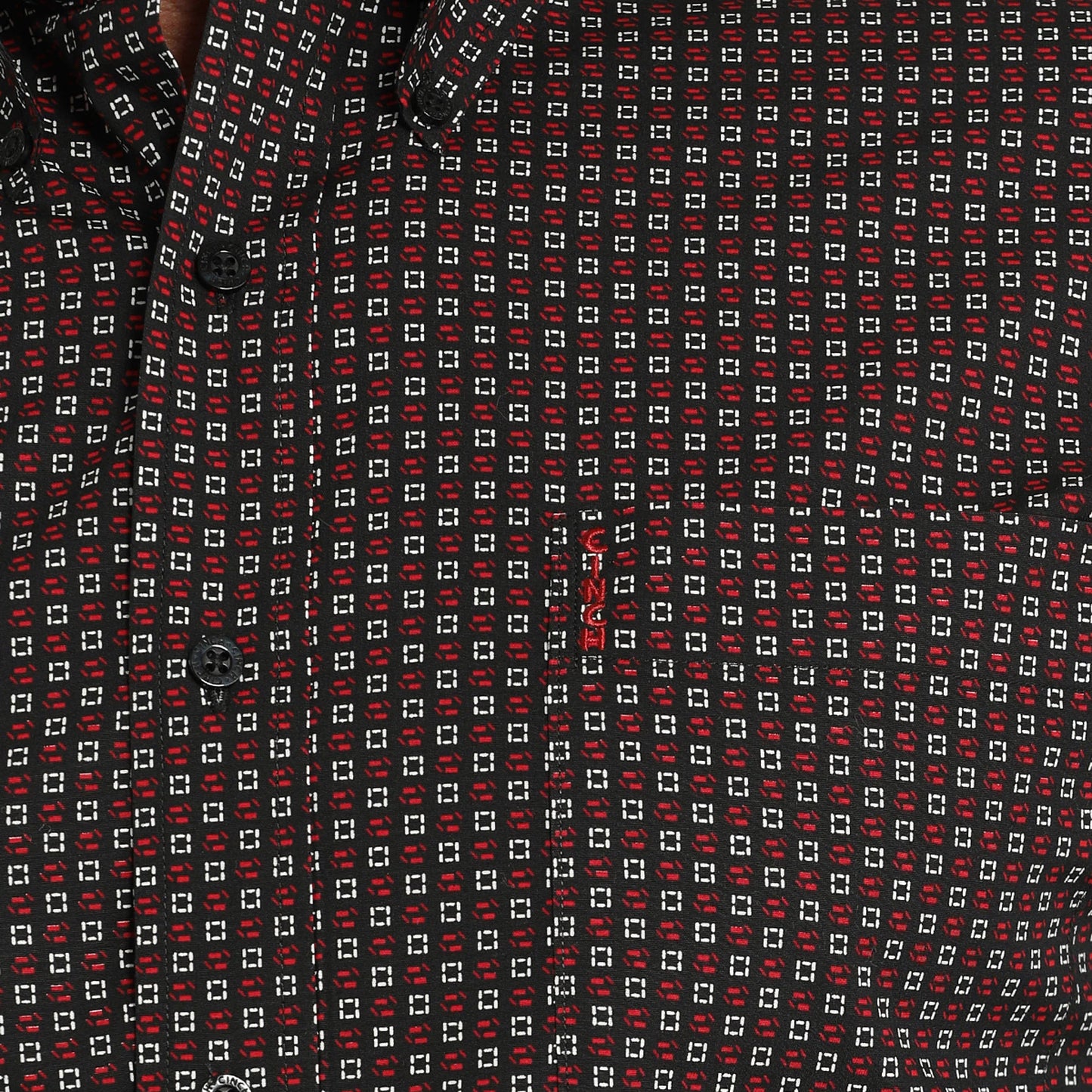 Cinch Men's Long Sleeve Geometric Modern Fit Western Shirt- Black