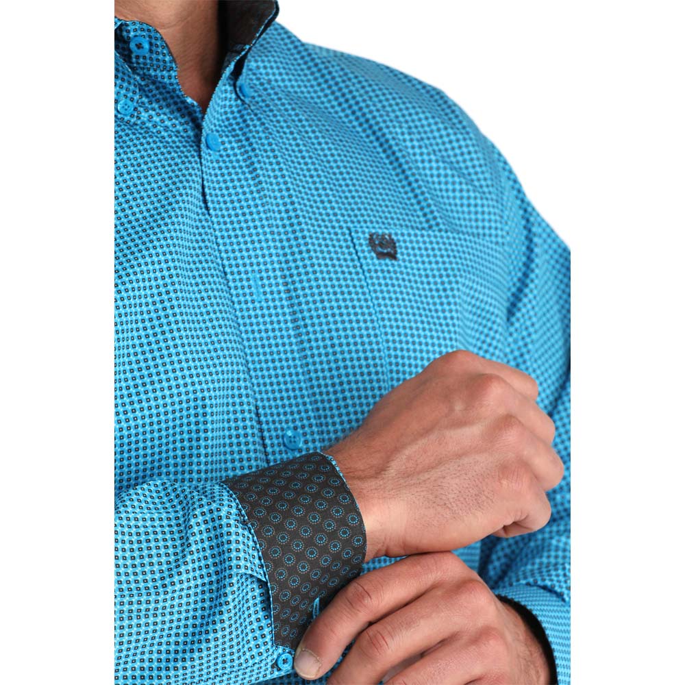 Cinch Men's Long Sleeve Print Shirt - Blue