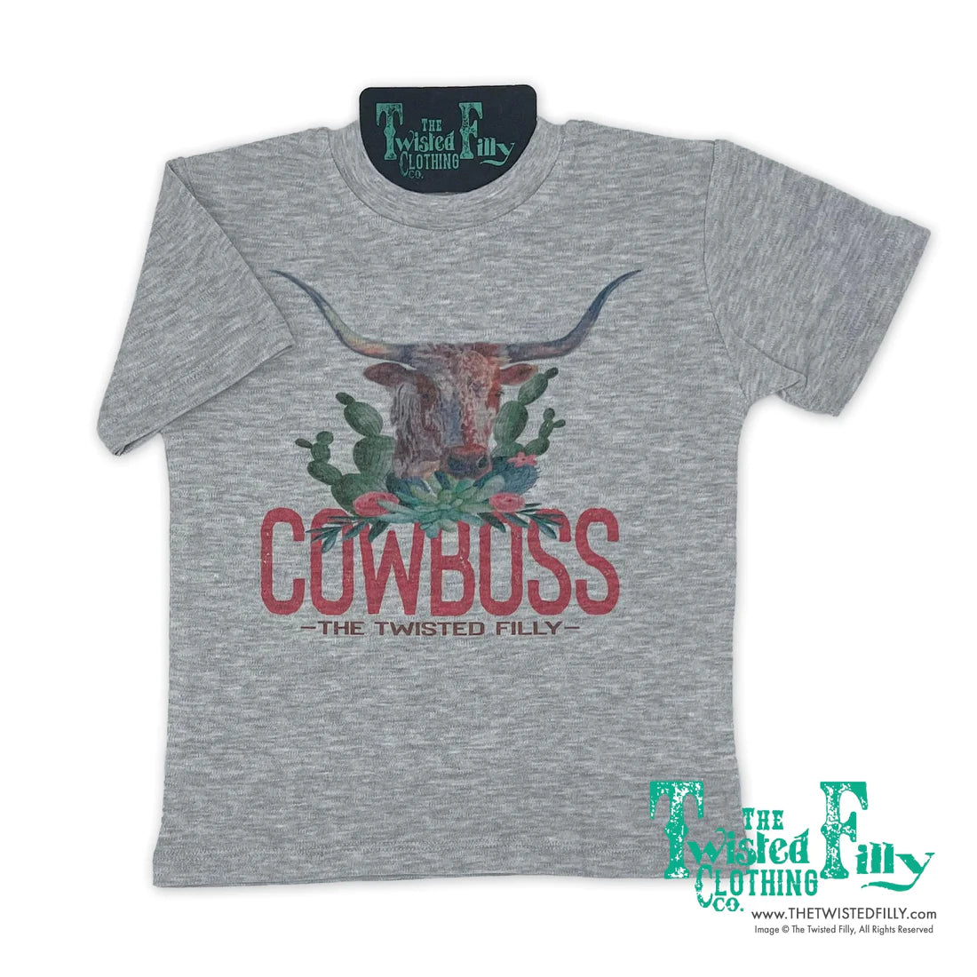 Twisted Filly Toddler Girl's Cowboss Short Sleeve Tee - Grey