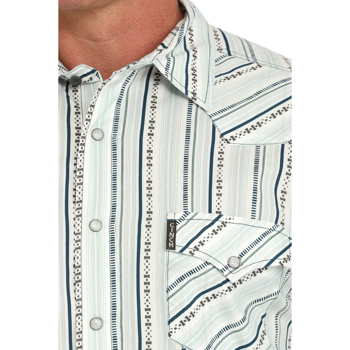 Cinch Men's Long Sleeve Print Shirt- White