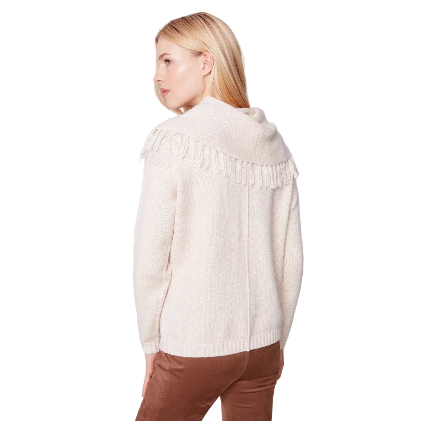 Charlie B Women's Fringed Cowl Neck Sweater