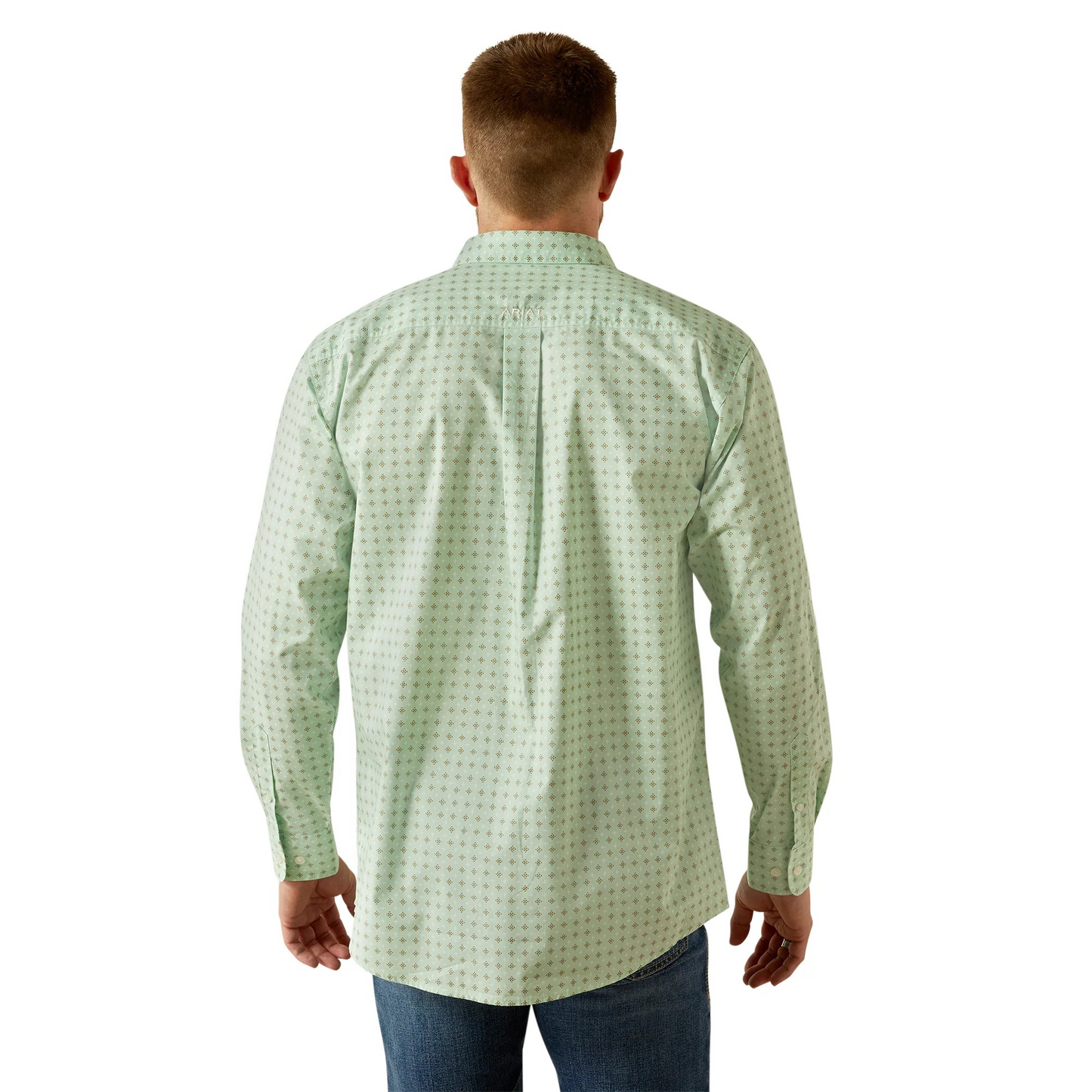 Ariat Men's Long Sleeve Team Pierson Classic Fit Shirt - Light Green/White