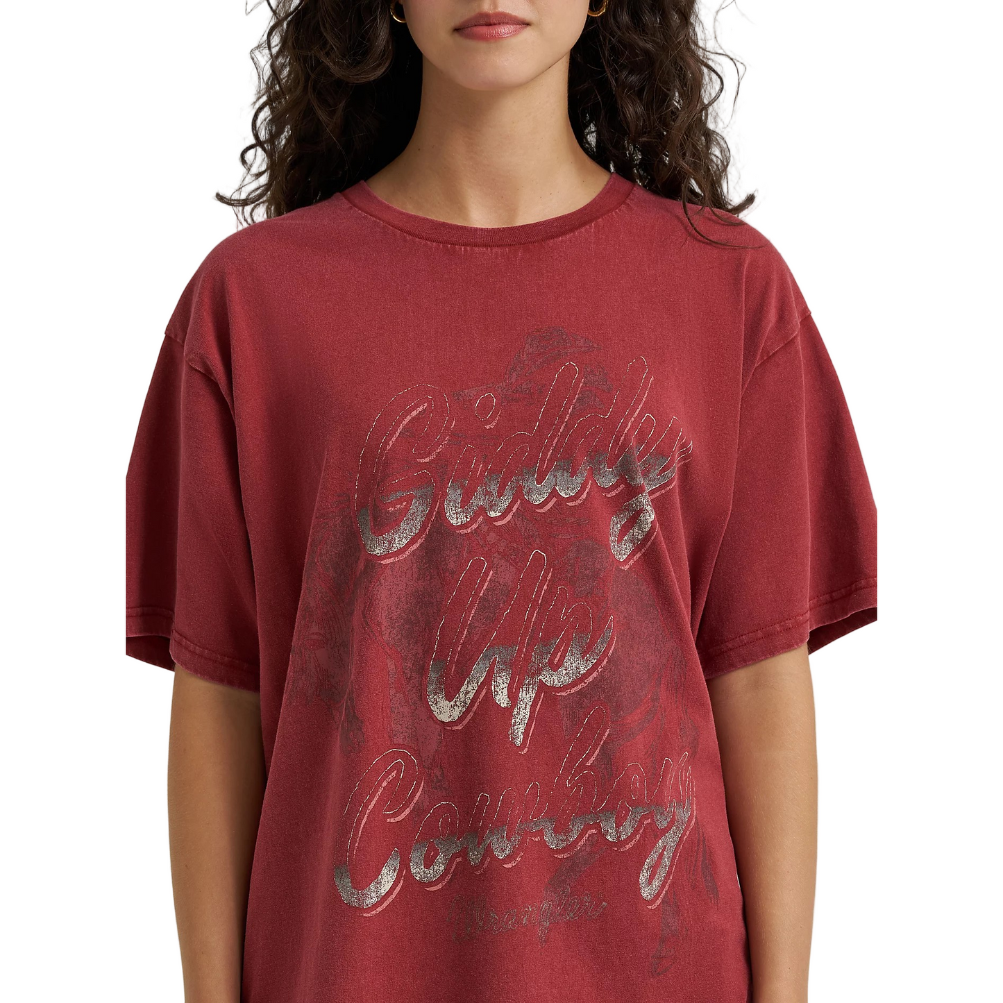 Wrangler Women's Acid Wash Graphic Short Sleeve Tee Shirt - Roan Rouge
