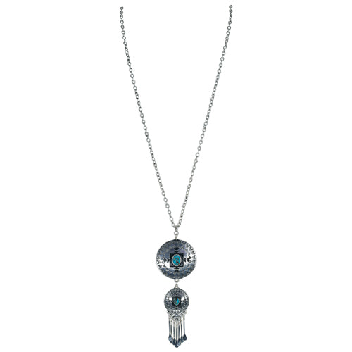 Justin Women's Concho Pendant Necklace with Southwest Design and Stone