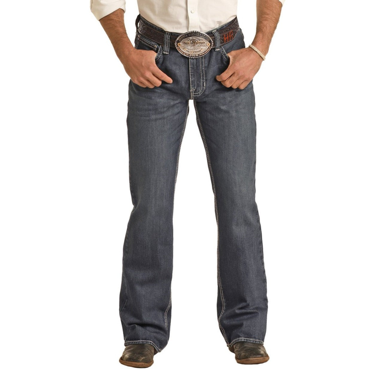 Rock & Roll Men's Relaxed Fit Bootcut Jeans - Dark Vintage