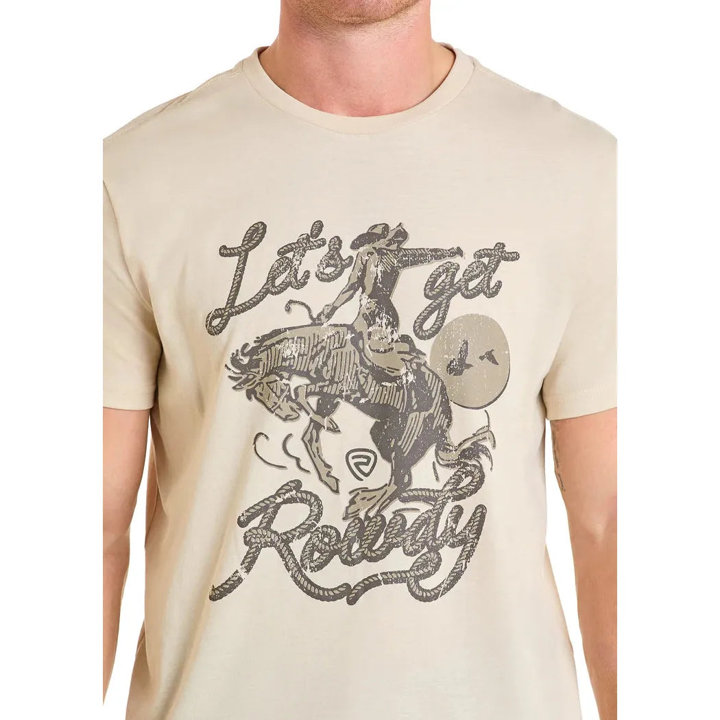 Rock & Roll Men's Let's Get Rowdy Short Sleeve Graphic Tee Shirt - Cream