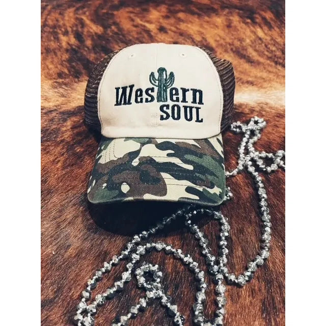 Buckin Barn Western Soul Cap - Cream/Camo