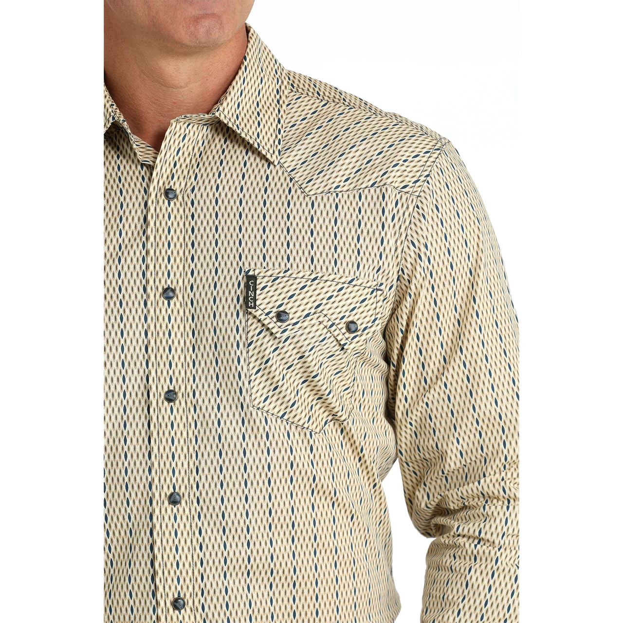 Cinch Men's Long Sleeve Modern Fit Print Shirt - Cream