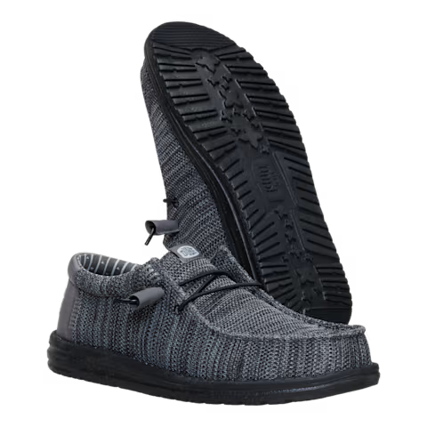 Hey Dude Men's Wally Stretch Sox Shoes - Granite Grey/Black