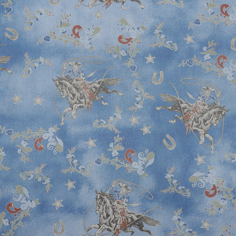 HiEnd Accents Lee Western Washed Denim Teddy Backed Throw