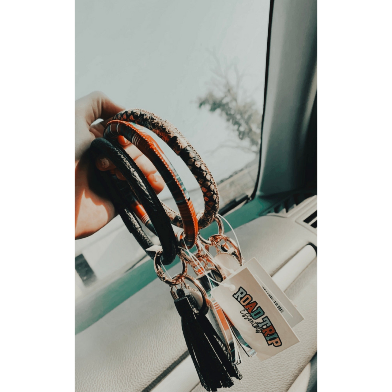 The Front Porch Label Bangle Keyring w/Tassel