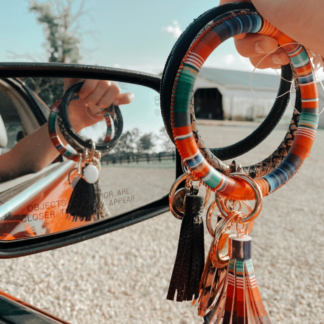 The Front Porch Label Bangle Keyring w/Tassel - Assorted Colours