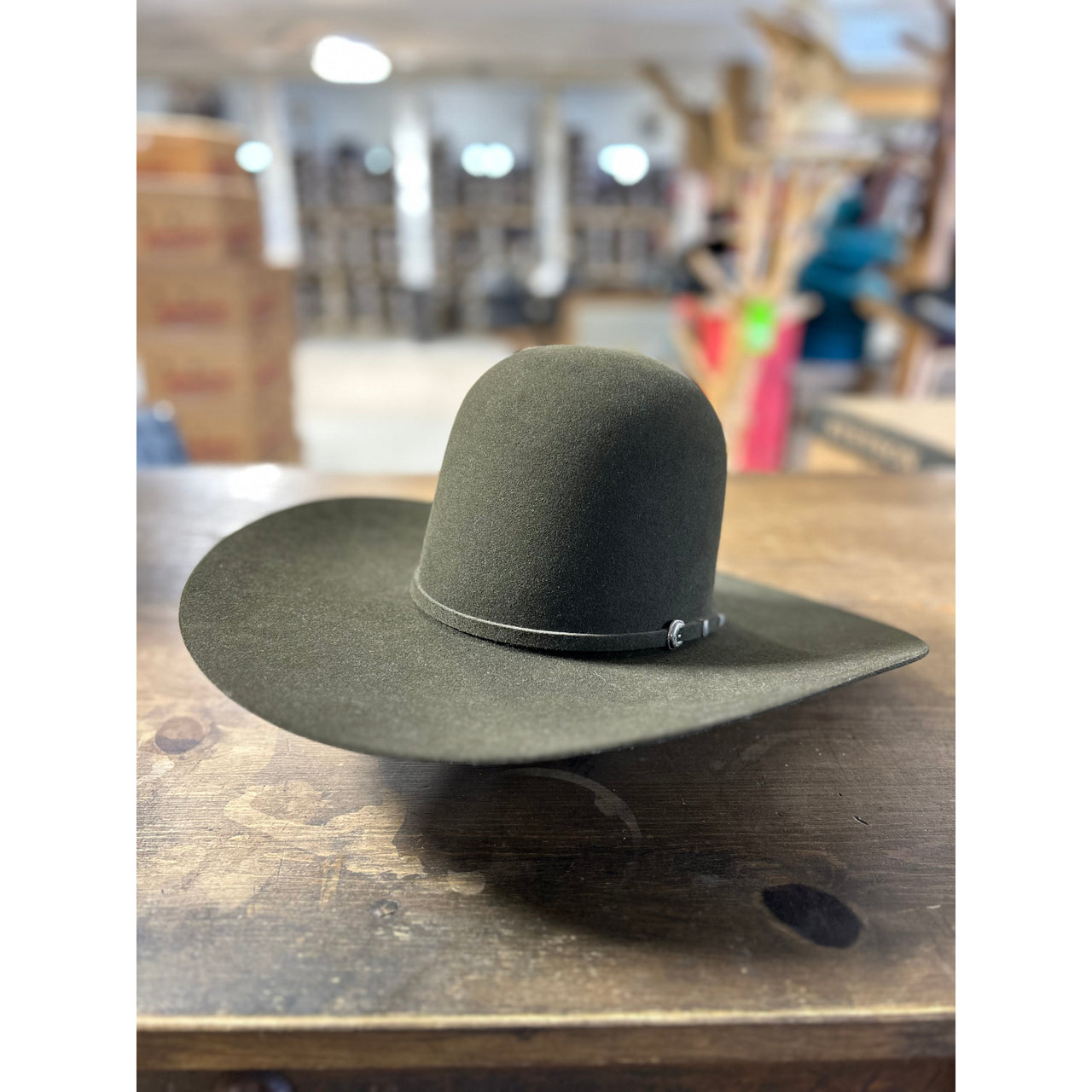 Rodeo King 7X Open Crown Felt Western Hat - Moss Green