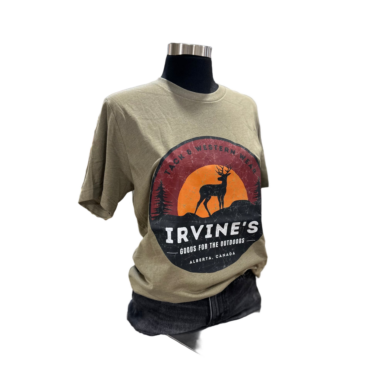 Irvine Unisex Short Sleeve "Goods for the Outdoors" T-Shirt - Heather Olive