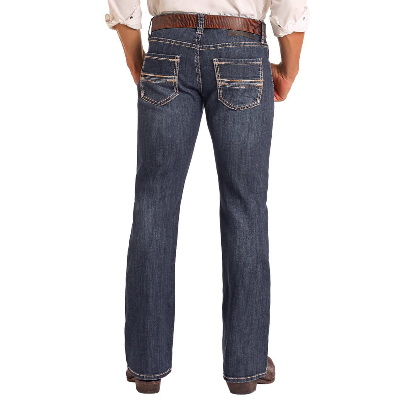 Rock & Roll Men's Raised Denim Pistol Bootcut Jeans - Dark Wash