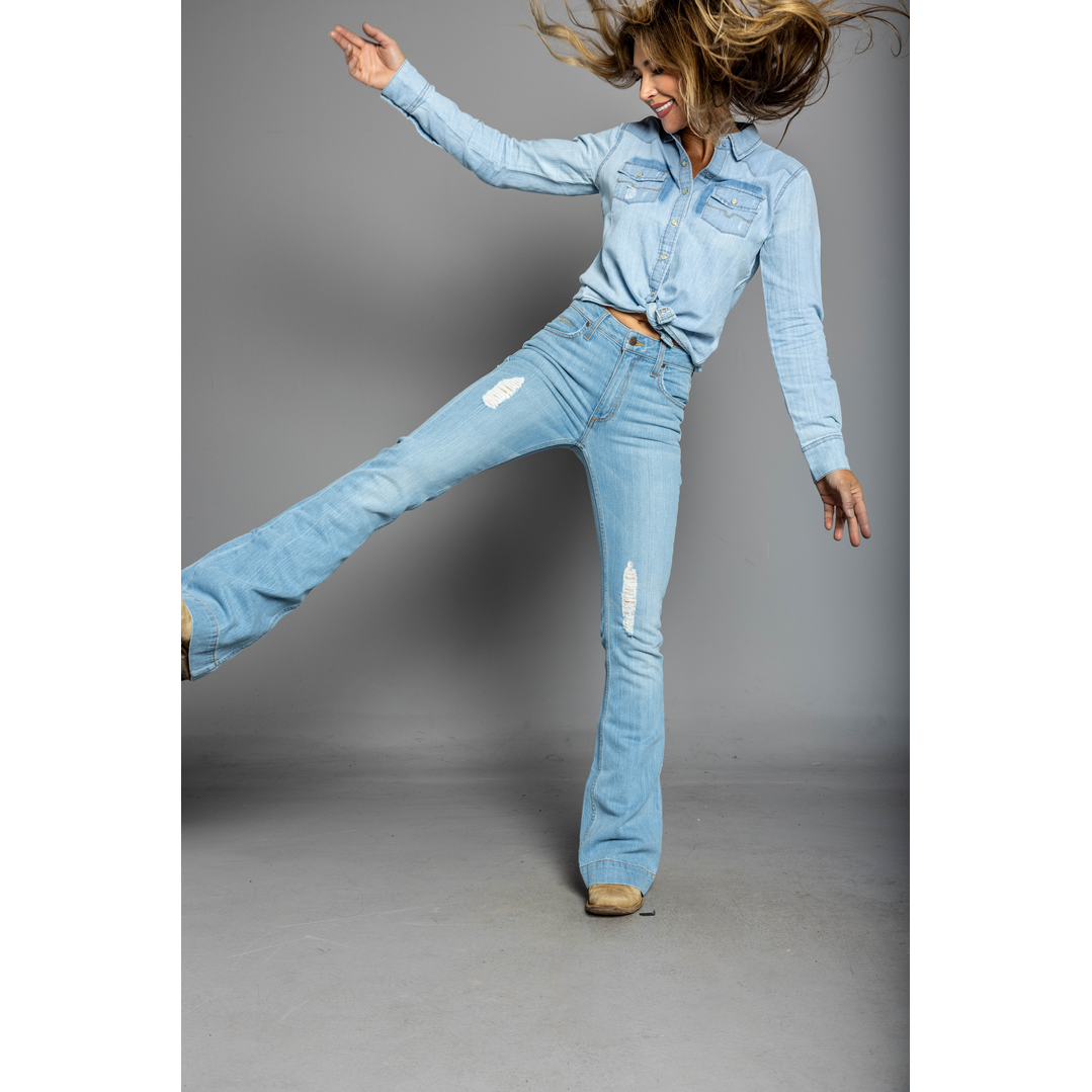 Kimes Women's Jennifer Ultra High Rise Flare Jeans - Sugar Fade