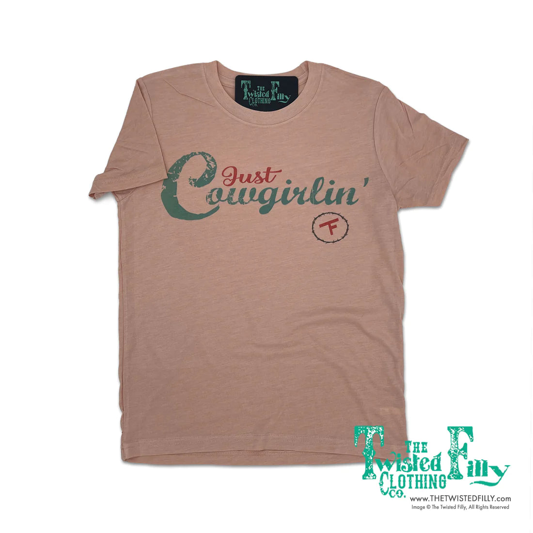 Twisted Filly Toddler Girl's Just Cowgirlin' Short Sleeve Tee - Dusty Rose