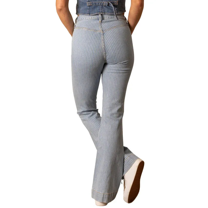 Kimes Women's Crystal Striped Denim Jeans - Light Wash